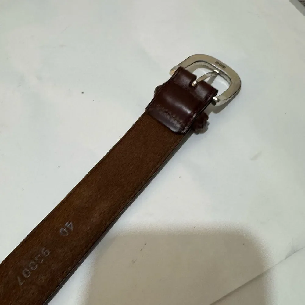 Brighton Mens  Brown Leather braided Belt Silver Buckle Size 40